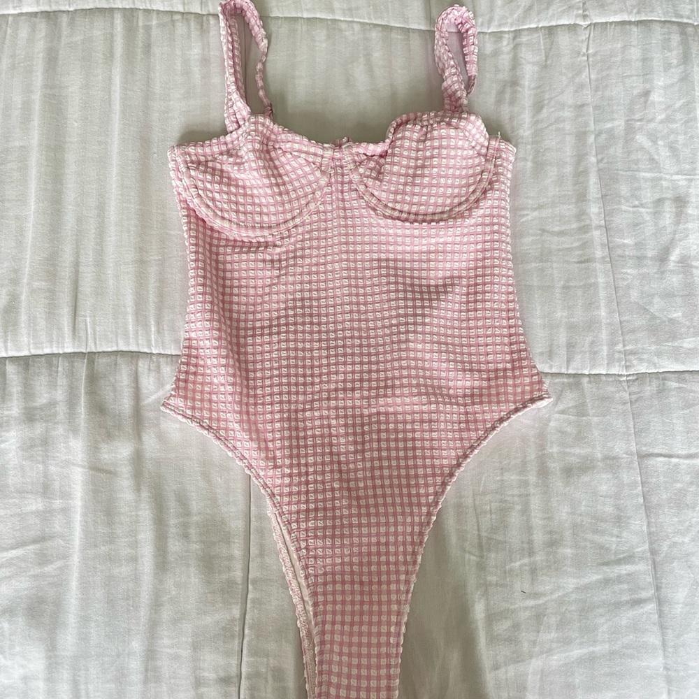 Abercrombie Pink Gingham One Piece Swimsuit